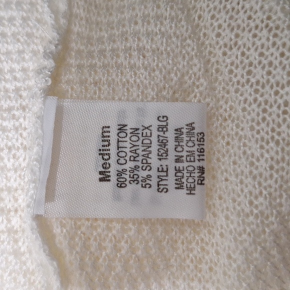 Poof Apparel NEW Cream Coquette Feminine Criss Cross Strappy Tunic Sweater Sz. M - Picture 9 of 12